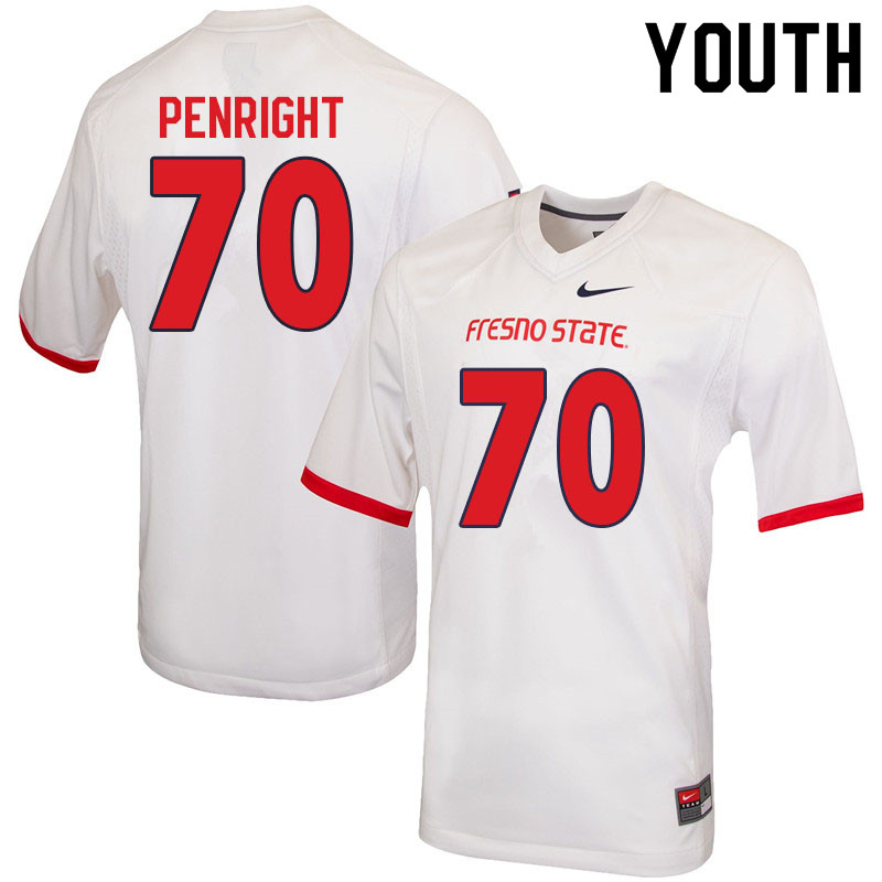 Youth #70 Toreon Penright Fresno State Bulldogs College Football Jerseys Sale-White - Click Image to Close